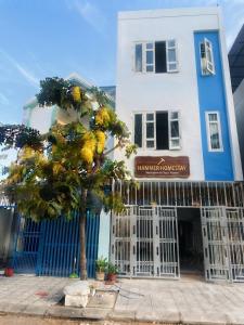 a white building with a tree in front of it at Hammer Homestay in Danang