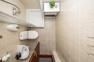 a bathroom with a toilet and a sink at Virkštininkų kurortas in Vydmantai