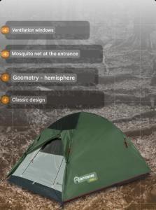a green tent sitting on the ground next to a picture at Camping tents rent in Karakol