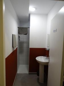 a small bathroom with a sink and a shower at Hostel20 Bayonne in Bayonne