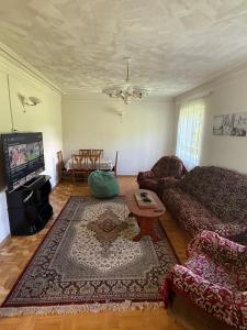 a living room with a couch and a table at Гостевой Дом на природе in Vanadzor