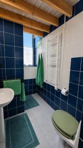 a bathroom with a green toilet and a sink at L'école buissonnière chambres et table d'hôtes in La Celle-Dunoise +41 photos