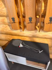 a tool sitting on top of a box in a shelf at Mountain View in Vyshkove