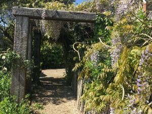 an entrance to a garden with purple flowers at Owl - Ukc6107 in Wootton Fitzpaine