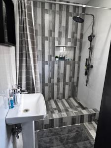 a bathroom with a sink and a shower at MAITA Apartments - Silverest, Lusaka in Chongwe +14 photos
