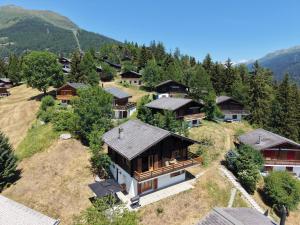 an aerial view of a house in the mountains at Chalet Montis in Bellwald