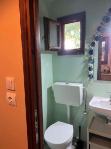 a bathroom with a toilet and a sink at Amarynthos Tiny Retreat in Amarynthos +17 photos