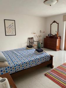 a bedroom with a bed and a dresser and a mirror at Casale Vista Mutria in Vinchiaturo +12 photos