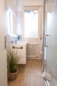 a bathroom with a sink and a toilet and a window at Landi 14 - Air Conditioning, Private Parking, Premium Sleep in Medicina