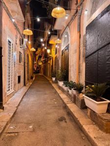 an empty alley with potted plants on the side of a building at Twins Luxury Suite - Barletta in Barletta