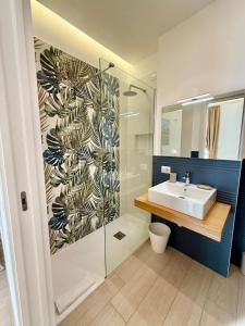 a bathroom with a sink and a shower at Villa Miriam in Gragnano +74 photos