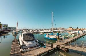a bunch of boats docked in a marina at Apartamento Village Elvas in Vilamoura