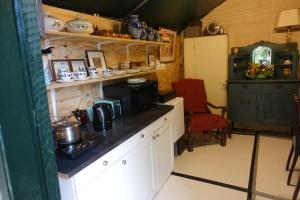 a kitchen with a counter and a stove in it at Exceptional B&B in Reeuwijk