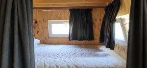 a bedroom with a bed and a window at The Poolhouse in Buitenpost