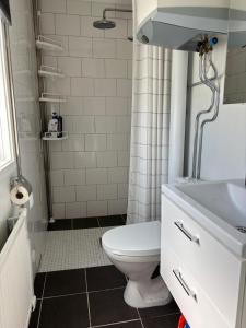 a bathroom with a toilet and a sink at Örnen' in Undenäs +44 photos