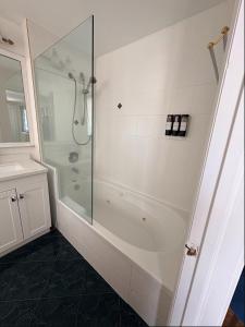 a bathroom with a shower and a sink at The Ambassador in Ottawa +47 photos