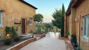 a walkway between two buildings in a courtyard at Masoala Forest in Piera