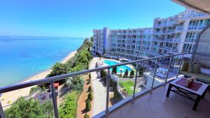 an apartment balcony with a view of the ocean at Плажни Апартаменти Силвър Бийч - Silver Beach Sea Apartments in Byala