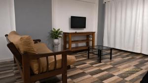 a living room with a chair and a television at Rental Tigre in Tigre