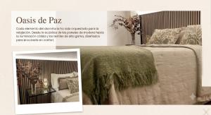 a poster of a bedroom with a bed and pillows at Ocre y Cal in Consuegra