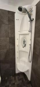 a white toilet in a bathroom with a shower at Casa Fery in Contra +35 photos