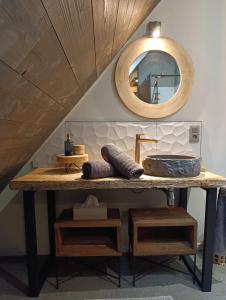 a bathroom with a sink and a mirror at Terra Serena in Frasnes-lez-Anvaing