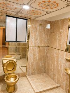 a bathroom with a toilet and a shower at Hotel Golden La Paz in Callampaya +75 photos