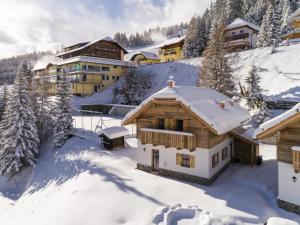 a building covered in snow with trees and buildings at Chalet Cornelia in Gatschberg