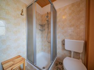 a bathroom with a shower and a toilet in it at Das Bergnest Bergluft in Söll +17 photos