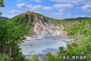 a mountain crater with a lake in the middle at Prirate Villa Naru in Shiraoi +24 photos