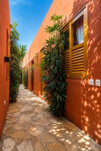 an alley with plants next to a building at Las Dunas Beach house en Santa veronica cerca a la playa in Juan de Acosta