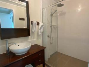 a bathroom with a sink and a shower at The Barracks Arcadia 1 in Arcadia
