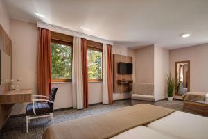 a hotel room with a bed and a desk at B&B Villa Angy in Korenica
