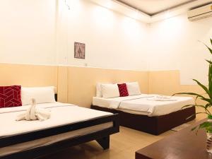 a room with two beds and a plant at Invito Guesthouse in Sihanoukville +35 photos