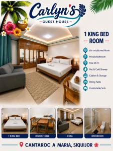 a flyer for a hotel room with a king bed room at Carlyn's Guesthouse in Maria