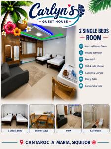 a flyer for a furniture store with a living room at Carlyn's Guesthouse in Maria
