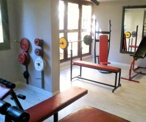 a gym with several different kinds of equipment in a room at Appart Hotel Corte HR in Corte