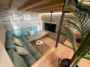 a living room with a couch and a tv at Can Padrosa Mini loft 3 in Riumors