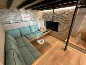 a living room with a couch and a tv at Can Padrosa Mini loft 4 in Riumors
