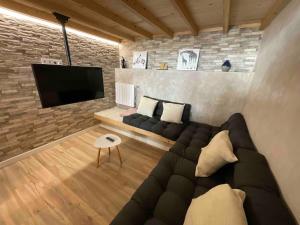 a living room with a couch and a flat screen tv at Can Padrosa Mini Loft 2 in Riumors