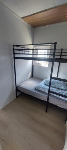 a bedroom with two bunk beds in a room at Veluwemeer Lodge in Elburg