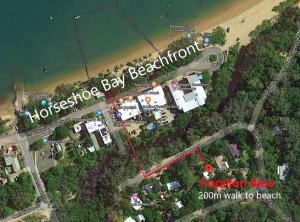 a map of a honeymoon bay beachfront resort at Papillon Bleu in Horseshoe Bay