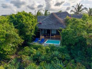 an aerial view of a house with a swimming pool at Kasha Boutique Hotel in Matemwe