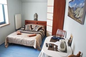A bed or beds in a room at Willa Góral Goralska Osada Domki Apartamenty Pokoje