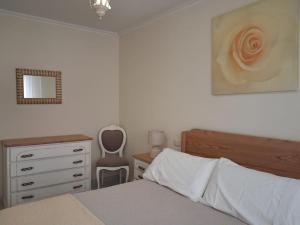 a bedroom with a bed and a desk and a chair at Cristel in Puentecesures