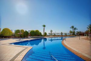 ein großer Swimmingpool in einem Resort mit Palmen in der Unterkunft Hotel Servigroup Marina Playa in Mojácar