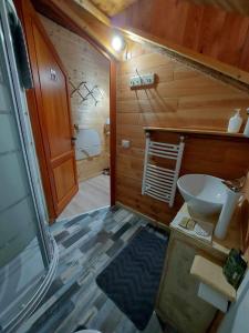 a small bathroom with a toilet and a sink at B&B ABETE BIANCO in Auronzo di Cadore +19 photos