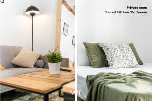 a living room with a couch and a table at weroomies - Pons Icar H3 in Tarragona