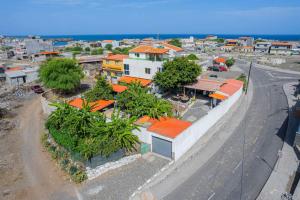 an aerial view of a city with a street at Hospedaria Santo António 2 in Praia Baixo