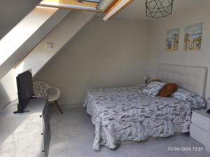 a bedroom with a bed and a television at ADOSADO Avda BREOGAN 71 in Foz